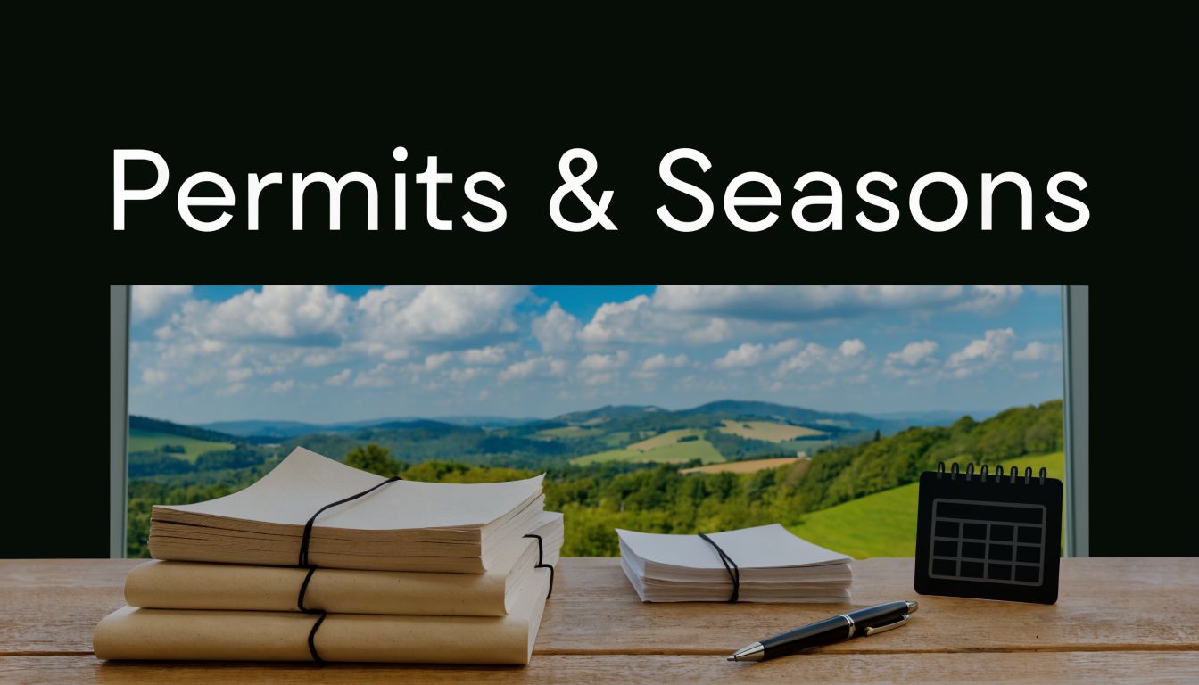 A stack of papers, a pen, and a calendar on a wooden table before a scenic view.